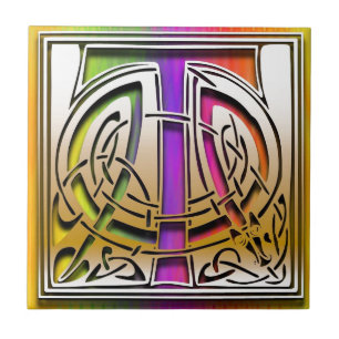 T Celtic Rainbow Custom Monogram Tile