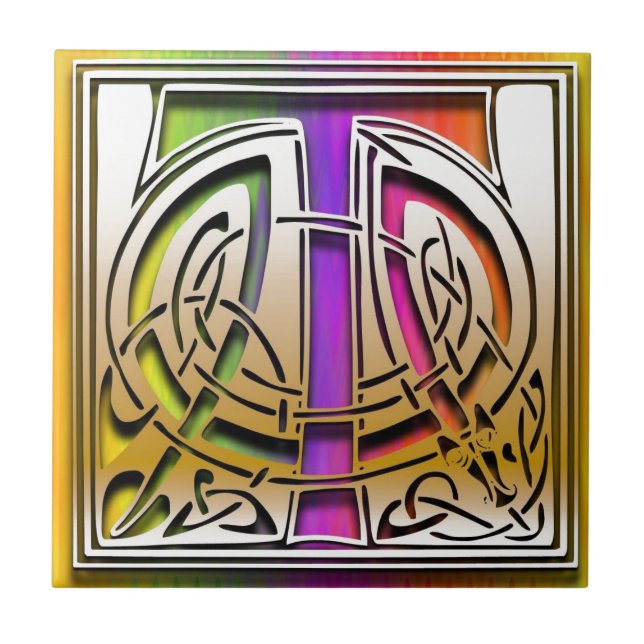 T Celtic Rainbow Custom Monogram Tile (Front)