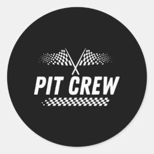 t Crew Race Car Chequered Flag Racing Car Family Classic Round Sticker