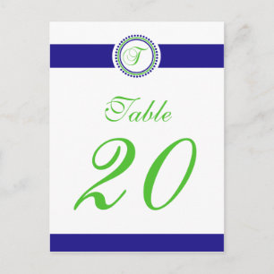 T Dot Circle Monogram Table Number (Lime / Blue) Postcard