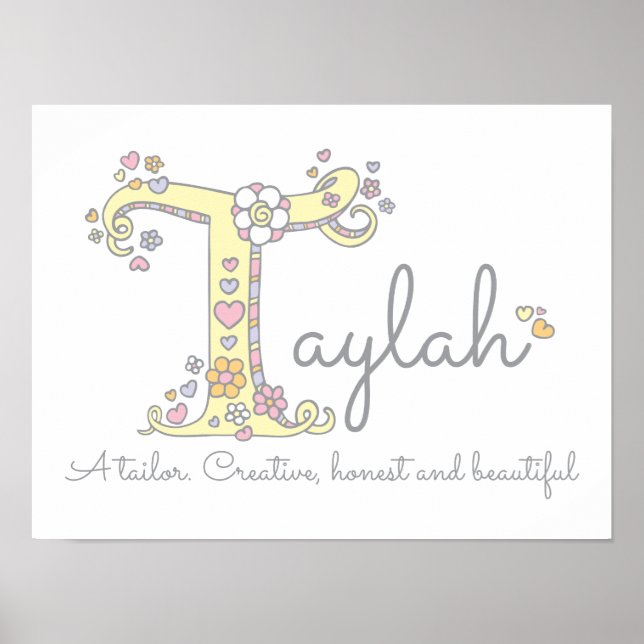 T for Taylah monogram letter art name meaning Poster (Front)