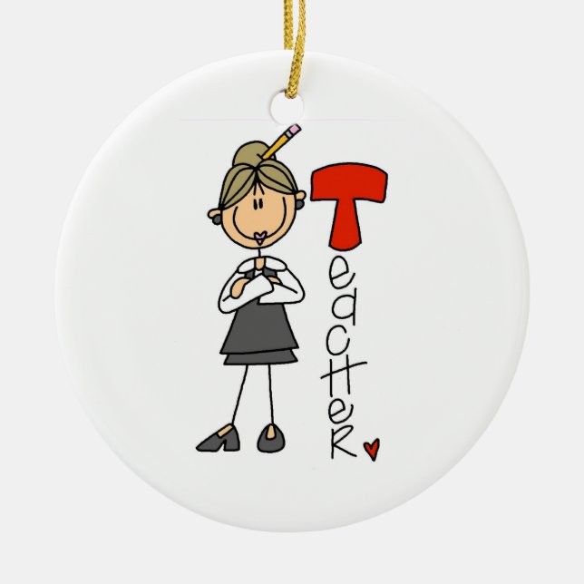 T is for Teacher Ceramic Tree Decoration (Front)
