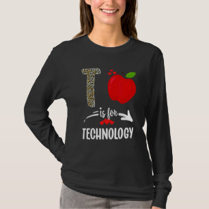 T Is For Technology Leopard Technology Teacher Sq T-Shirt
