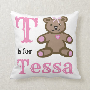 T is for Tessa baby girl Throw Pillow