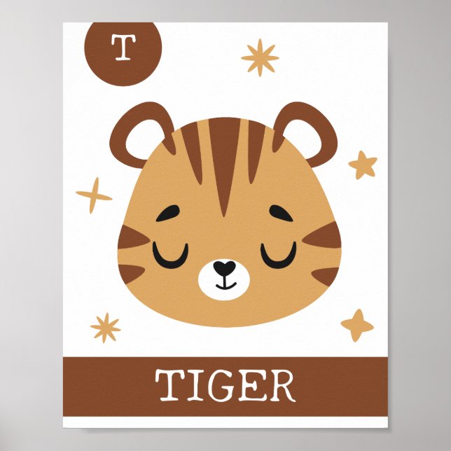 T is for Tiger, Nursery, Bedroom, Kids' Wall Art (Front)
