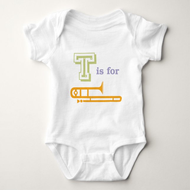T is for Trombone Baby Bodysuit (Front)