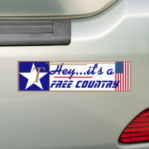 T is for Trump Hey It's a free country Bumper Sticker