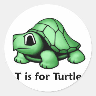 T is for Turtle Classic Round Sticker