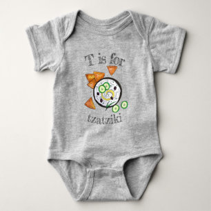 T is for Tzatziki Greek Meze Mediterranean Dip Baby Bodysuit