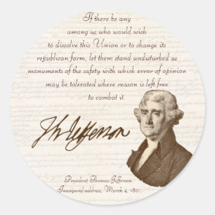 T. Jefferson: Opinion & Reason - Sticker