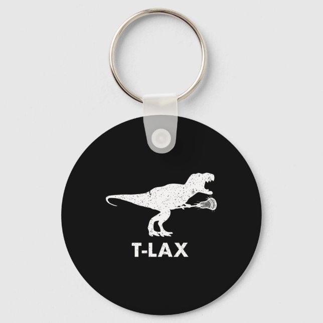 T-lax Dinosaur . Cool Dino Lax Player Lacrosse  Key Ring (Front)