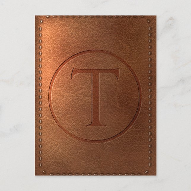 T letter leather alphabet postcard (Front)