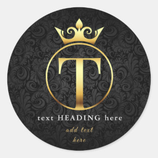T - Letter Monogram Round Sticker
