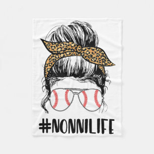T-ll Nonni Life Messy Bun Leopard Print Softll Fleece Blanket