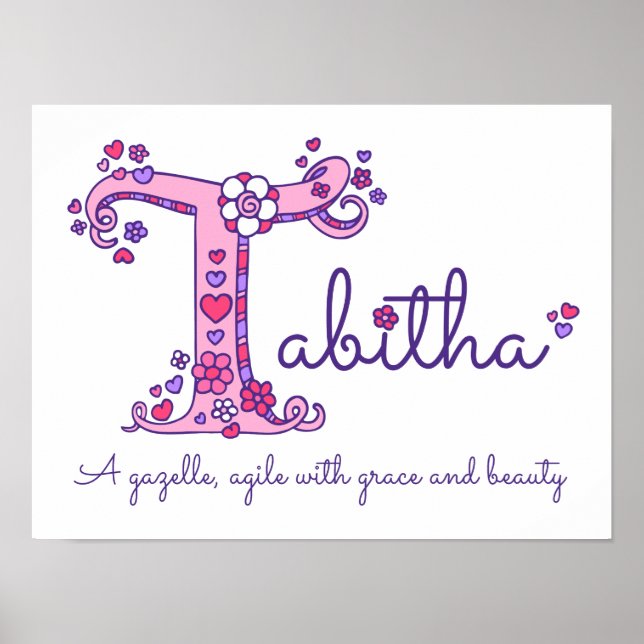 T monogram art Tabitha girls name meaning poster (Front)