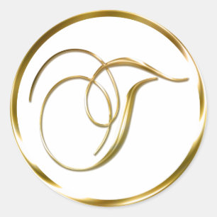 T Monogram Faux Gold Envelope Or Favour Seal