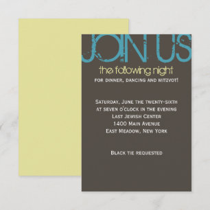 T Monogram Initial Bar Bat Mitzvah Party Card