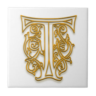 T Monogram "Irish Gold" Ceramic Tile