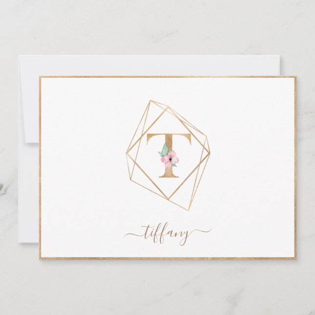 T Monogram Photo- Birth Announcement (Front)