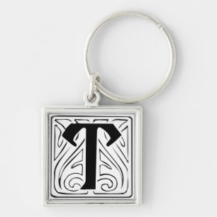 T Monogramm schwarz weiß Schlüsselanhänger Key Ring