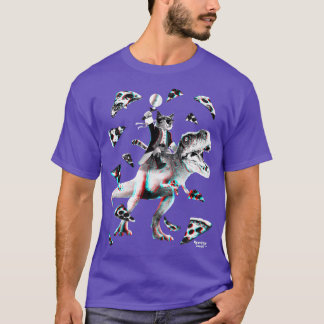 T Re Pizza Party Cat Riding Dinosaur Funny Dino Fo T-Shirt