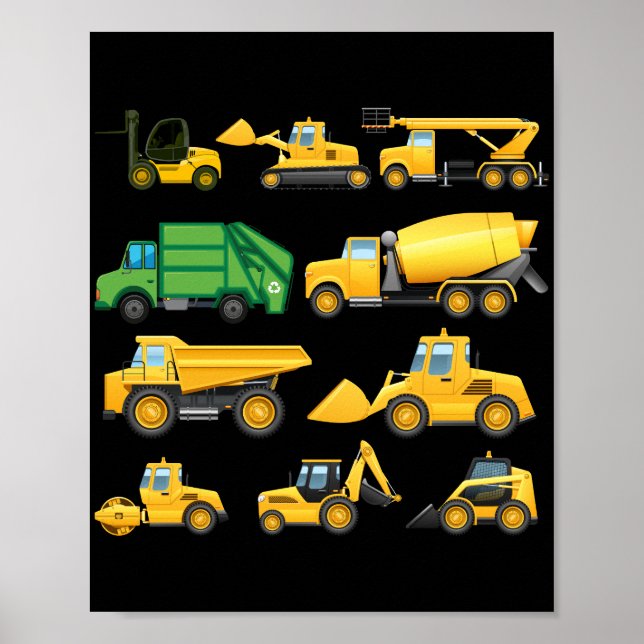 T reuqcukiTrucks And Diggers Toddlers Construction Poster (Front)