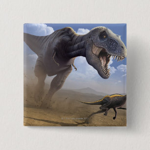 T Rex 15 Cm Square Badge