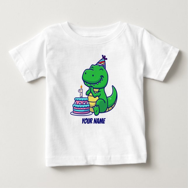 T-Rex 1st Birthday Baby T-Shirt (Front)