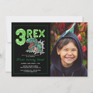 T-Rex "3 Rex" Dinosaur Birthday Party Photo