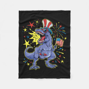 T-rex 4th Of July Celebrating Independence Day Fleece Blanket