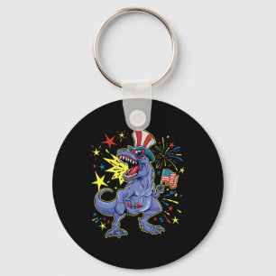 T-rex 4th Of July Celebrating Independence Day Key Ring