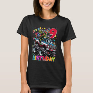 T-Rex 9th Birthday Boy Monster Truck Dinosaur Grap T-Shirt