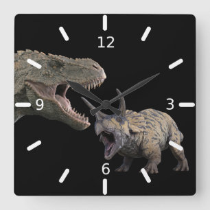 T.Rex and Triceratops Square Wall Clock