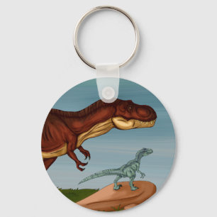 T-Rex and Velociraptor Key Ring
