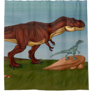 T-Rex and Velociraptor Shower Curtain