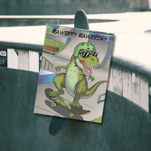 T-Rex at skatepark skateboarding Postcard