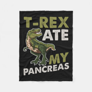 T-rex Ate My Pancreas Diabetic Dino Fan Fleece Blanket