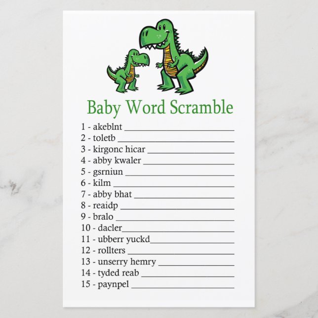 T-rex Baby word scramble game (Front)