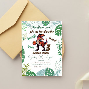 T-Rex basketball Dino birthday  Invitation
