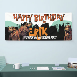 T-Rex Birthday Banner Cretaceous Party Sign