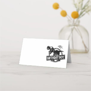 T Rex Birthday Boy Folded Place Card