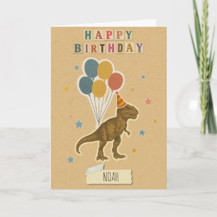 T-Rex Birthday Card – Personalized Name
