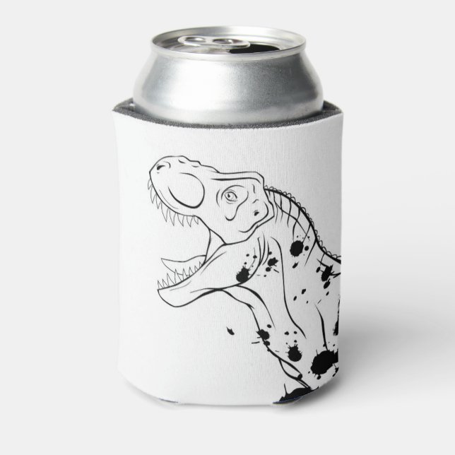 T-Rex (Black and White) Can Cooler (Can Back)
