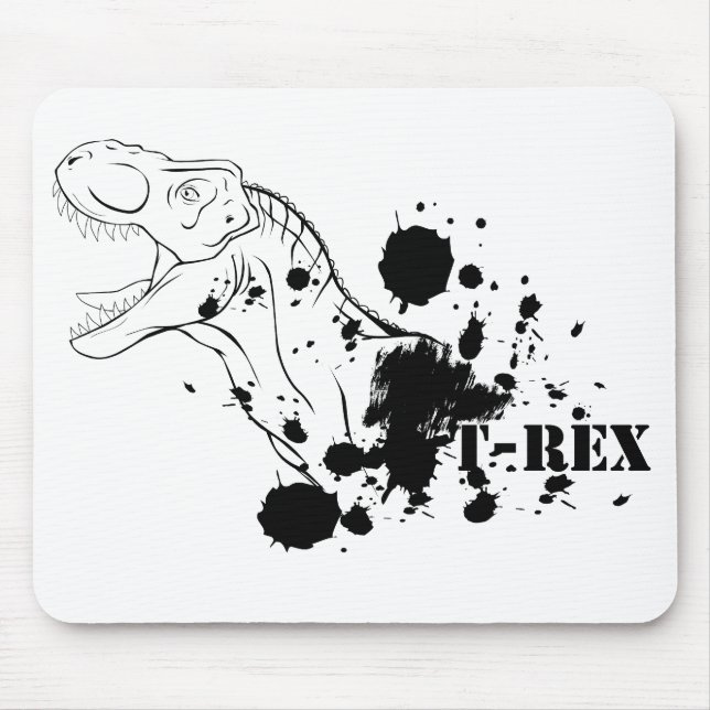 T-Rex (Black and White) Mouse Pad (Front)