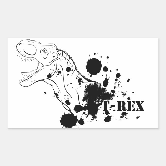 T-Rex (Black and White) Rectangular Sticker (Front)