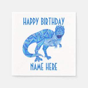 T-Rex Blue Dinosaur Cute Prehistoric Birthday Fun Napkin