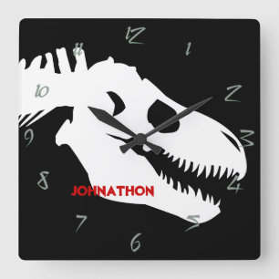 T-rex Bones Personalised Square Wall Clock