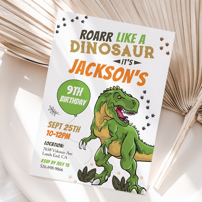 T-Rex Boy Dinosaur Birthday Invitation (T-Rex Dinosaur Invitation Mockup)