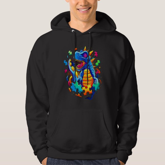 T Rex Children's Dinosaur Puzzle Game Hoodie (Front)