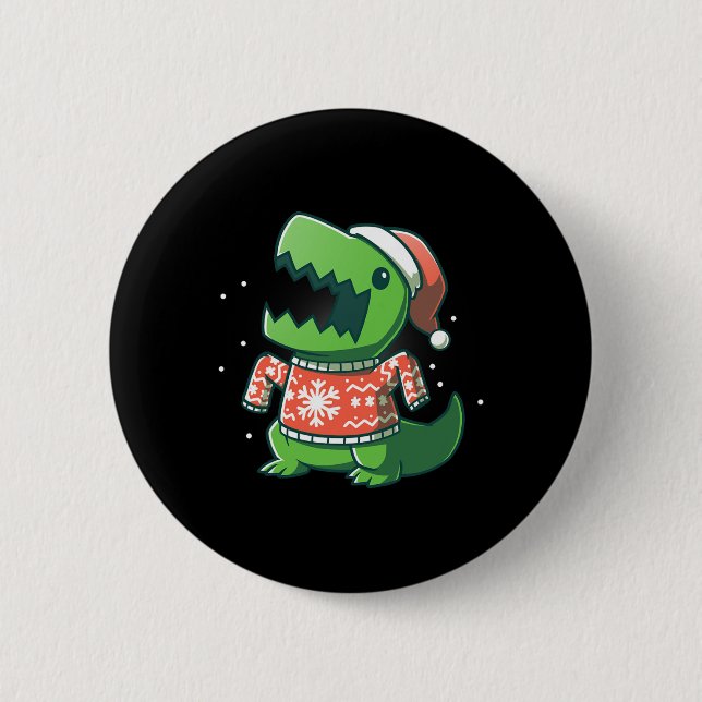 T-rex Christmas Fun Dinosaur Ugly Saurus  6 Cm Round Badge (Front)